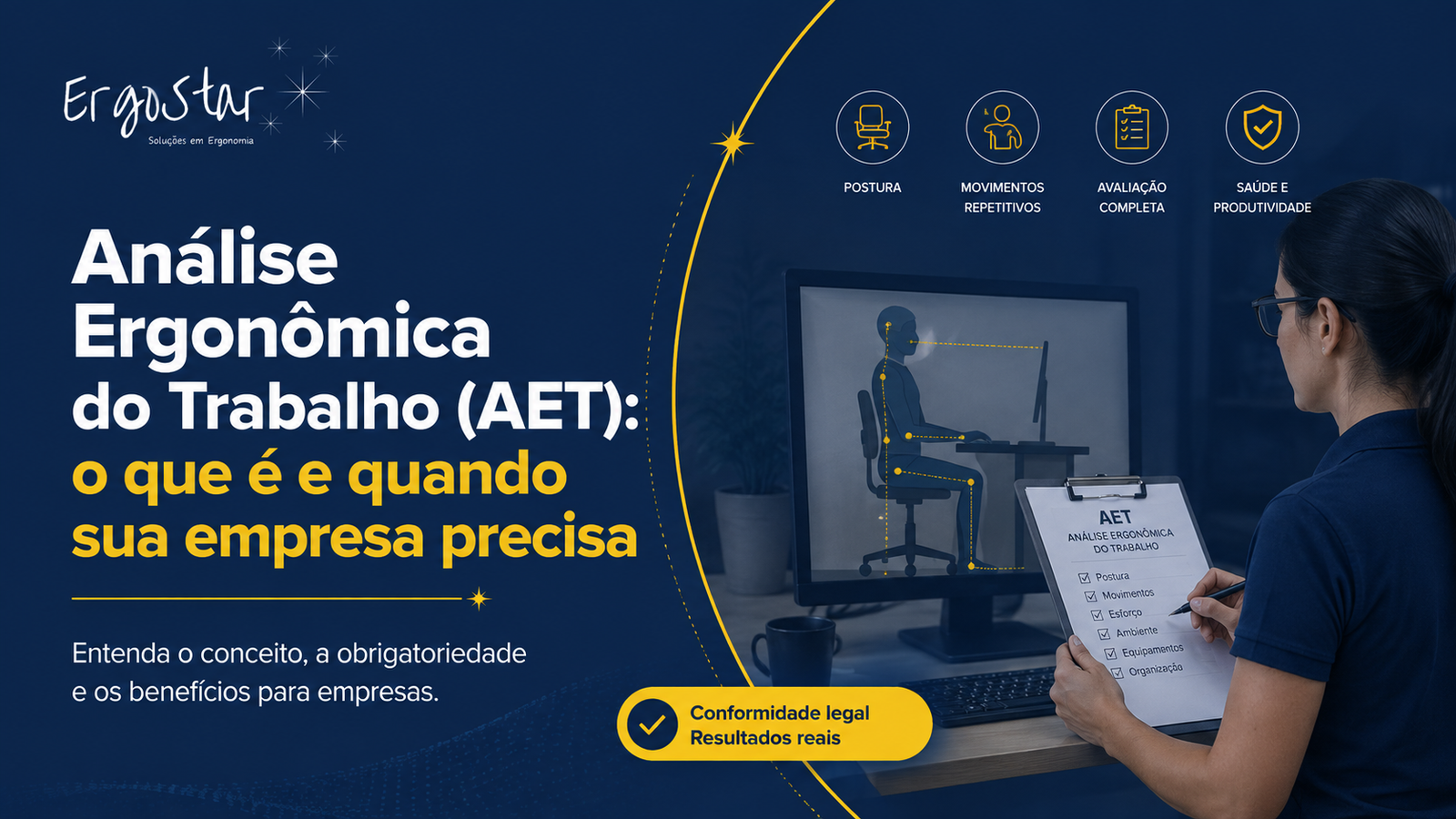 Capa do artigo sobre Análise Ergonômica do Trabalho (AET) da ErgoStar